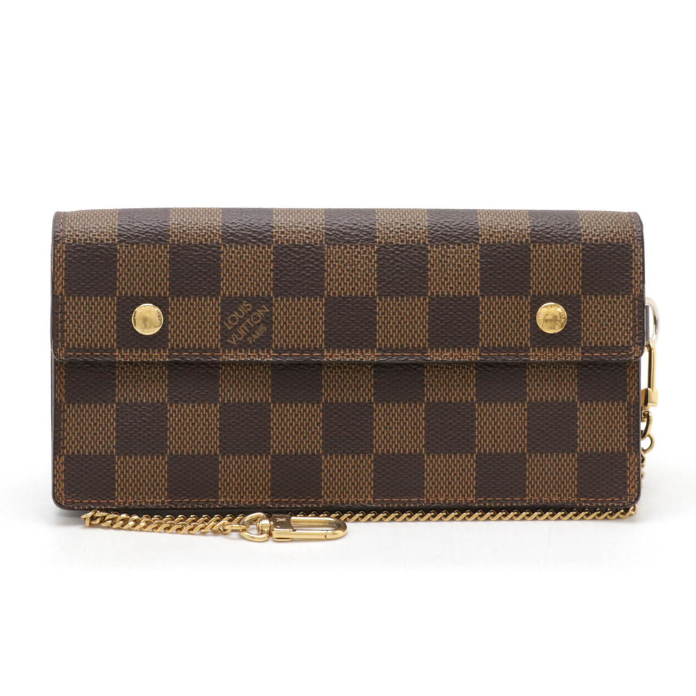 LOUIS VUITTON Damier Portefeuille Accordion Chain Wallet Flap